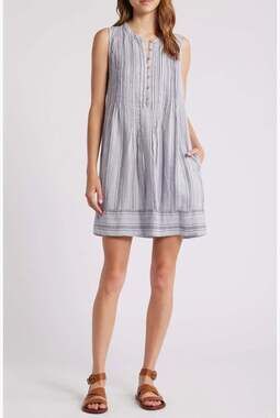 Faherty Devin Stripe Linen Minidress Size S